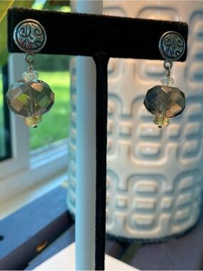 Silpada Smoky Gray Faceted Crystal Drop Earrings